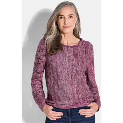 Tricot pullover met golfpatroon - roze / gedess. - Gr. 38 van Goldner Fashion