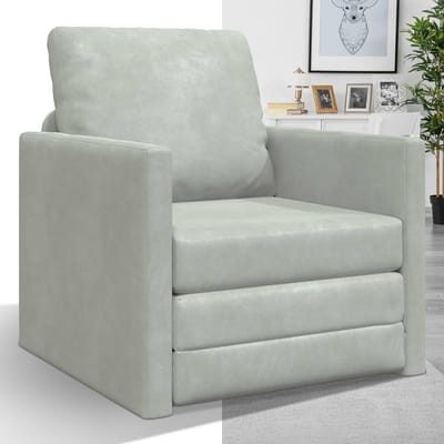 Slaapstoel - Uitklapbaar - Slaapbank - Logeerbed - Zetelbed - Slaapfauteuil - Vouwbed - 1 persoons - Zeer comfortabel - Lichtgrijs