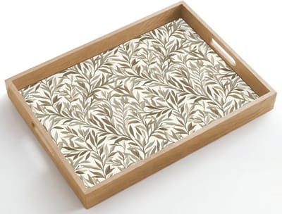 Dienblad hout 50x35 cm - Schootdienblad - Takken - Botanisch - Taupe - Borrelplank rechthoek - Plateau dienbladen