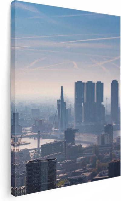 Artaza Canvas Schilderij Rotterdam - 30x40 cm - Klein - Wanddecoratie Skyline - Muurdecoratie Woonkamer - Kamer Accessoires