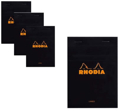 Rhodia Notitieblok - Schrijfblok - N14 - Gelijnd - A6 - 80g - zwart - 80 vel - 10 stuks
