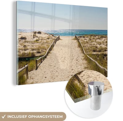 MuchoWow® Glasschilderij 180x120 cm - Schilderij acrylglas - Zee - Zand - Australië - Foto op glas - Muurdecoratie woonkamer - Wanddecoratie slaapkamer - Schilderijen