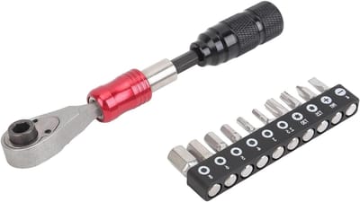 Ratel dopsleutelset - Onderhoudsgereedschap - Reparatie en Onderhoud - Afneembaar en Flexibel - 1/4 Inch - Grijs