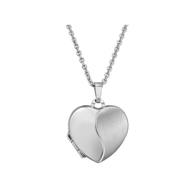 Traveller Medaillon voor Foto - Ketting - Sterling Zilver 925 - Fotomedaillon - Glanzend / Mat - Hart - Made in Germany - Duurzaam - 18 x 17 mm - 45 cm - 571006