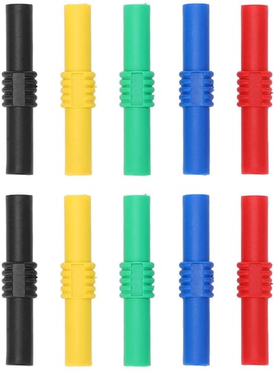 SnelShoppen - 10 Stuks Geïsoleerde 4mm Banana Plug Couplers, 5 Kleuren Banana Plug Adapters, Female naar Female Banana Plug Connectoren voor 4mm Banan