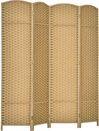 HOMCOM Kamerverdeler Polypropyleen, grenenhout 160L x 1,6B x 170H cm Natuurlijk hout