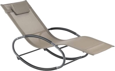 Schommel Ligstoel - Tuinstoel Relaxstoel - Ontspannen in de tuin - Met hoofdkussen - 153x63x805 cm - beige