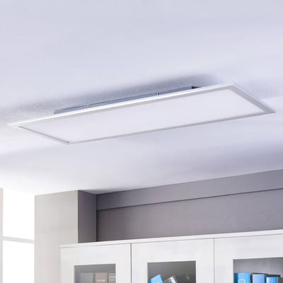 Lindby LED paneel Livel, 4000K, 120cm x 30cm, zilver, metaal