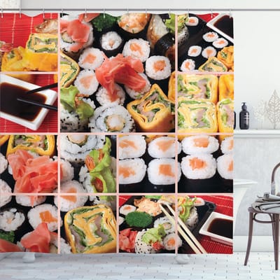 ABAKUHAUS douchegordijn – Sushi-Design – 175x200 cm – Polyester