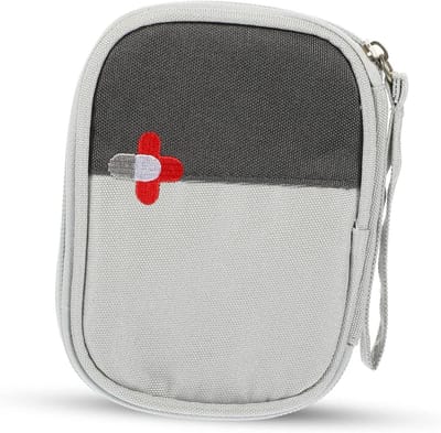 Ehbo-Kit Organizer - Noodtas Opbergtas - Spullen Organiseren - Dubbele Rits Opening - 14x10.5CM - Grijs