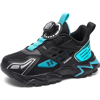 Draaiende Knop Sneakers voor Jongens Ademend Mesh Antislip Sportschoenen voor Kinderen Lichtgewicht Dikke Hardloopschoenen voor School Buiten 28 hemelsblauwe kleur