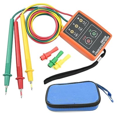 Draaiveldmeter AC 60V ~600V voor 3 fasevolgorde testen met zoemer en krokodillenklemmen