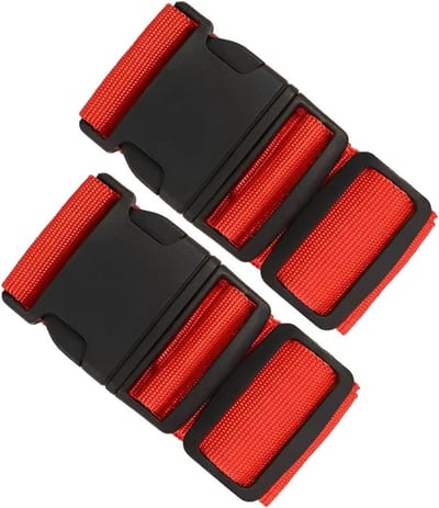 Dikke Reisbagagestraps - 2 Stuks Verstelbare Luggage Straps met Snelle Ontgrendeling voor Koffers en Bagage, Rood, Ideaal voor Veiligheid en Comfort tijdens het Reizen