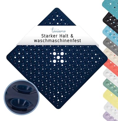 Antislip Douchemat Vierkant 53 x 53 cm - Antibacterieel en Machinewasbaar in Nachtblauw