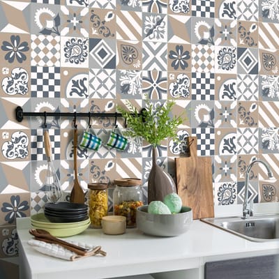 Zelfklevende tegelmuurstickers voor keuken en badkamer - 30 Azulejos tegelstickers van Ofélia - 30 stickers 20x20cm