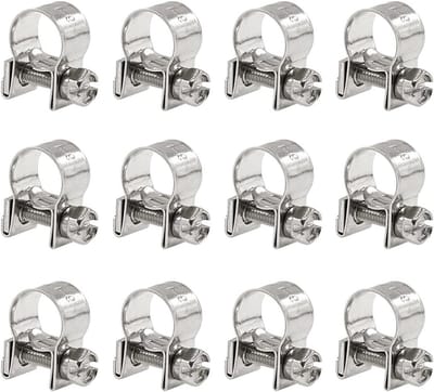 12 Stuks RVS Mini Brandstofinjectieslang Klemmen, Verstelbare Slang- en Buisbeugels voor 9-11mm Diameter