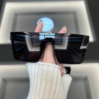 Vierkante Oversized Zonnebril dames Heren Designer Retro Zonnebrillen Vrouwelijk Mannelijk Tinten Spiegel Buiten UV400 Oculos De Sol gray