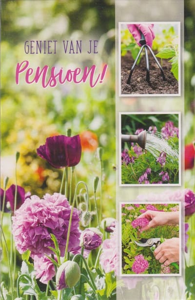 Wenskaart Geniet van je Pensioen - Prachtige luxe dubbele kaart met envelop - Gratis verzonden - D14523