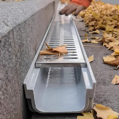 Afvoergoot U-vorm - Sleufgoot RVS - Waterafvoer Buiten - Onzichtbare Installatie - 60cm Lengte - Zilver
