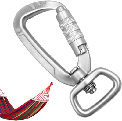 Kampeer Karabijnhaak - Outdoor Accessoire - Veilig Bevestigen - Verende Sluiting - 3.9 x 0.6 x 8.6 cm - Zilver