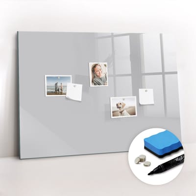 Tulup Whitebord - Kleur Lichtgrijs Magneetbord - 100 cm x 70 cm - Magnetisch Wandbord - Interieur Accessoires Kantoor - Foto Magneetbord - Productiviteit Tools - Inclusief Gratis Magneten & Marker & Spons - Memo Magneetbord - Memobord Keuken