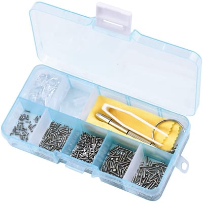 Dailygoods- Brillenreparatieset 500 stuks - Schroeven/Neuspads - Microschroevendraaier - Oorhaken - Reinigingsdoekje - Roestvrij staal/siliconen - Brillenkit