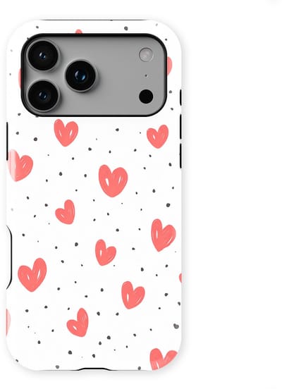 Tough Hoesje met Hartjes geschikt voor iPhone 17 Pro | Little Love Tough Case Geschikt voor Mag | Hartjes Print Backcover geschikt voor iPhone 17 Pro Cherry Hearts