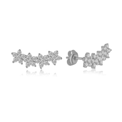 Magische Vier Bloemen Oorknoppen Zilver (925 sterling) Oorbel Trendy Minimalistisch Combi Bedel Zilverkleurig