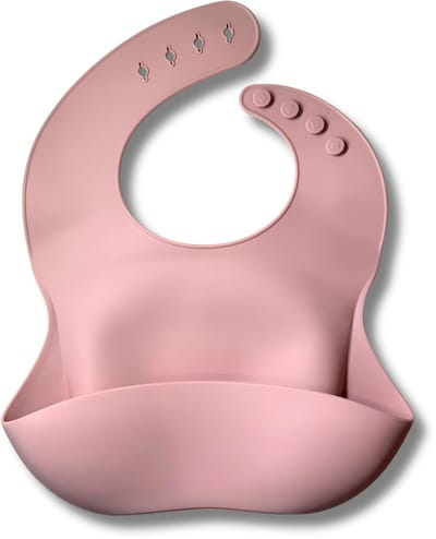 JGR Baby Slabbetje - Voedselveilig Silicone - Handig Opvangbakje - Verstelbare Sluiting - BPA-vrij - Eenvoudig Schoon te Maken - Donker Roze