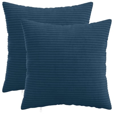 vidaXL - Kussensloop - 2 - pcs - HEERLEN - Marineblauw - 30 - x - 30 - cm - corduroy