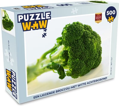 Puzzel Een liggende broccoli met witte achtergrond - Legpuzzel - Puzzel 500 stukjes