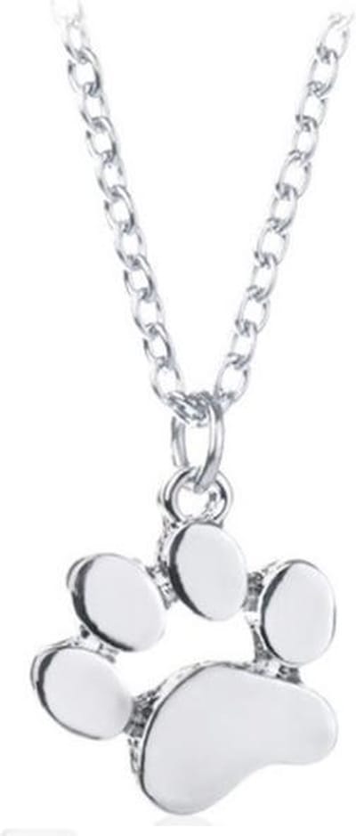 Korte ketting - kleur zilver - pootafdruk hond - 45 cm + 7 cm verstelbaar