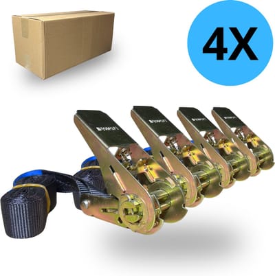 Spanbanden met ratel – 2 meter – 25 mm – 4 stuks - straps - spanband - Fietsband
