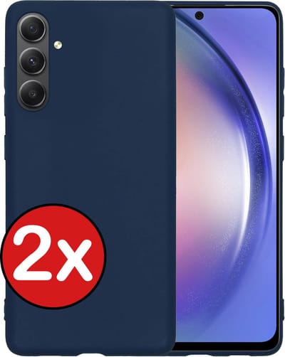 Hoesje - 2 Stuks - Geschikt voor Samsung Galaxy A54 - Sterk & Shockproof - Telefoonhoes - Back Cover - Case Siliconen - Telefoon Hoes - Donkerblauw
