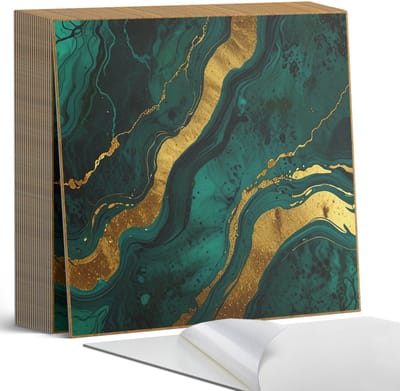 Coloray Plaktegels - Golven van abstracte structuur Zelfklevende Tegels - 20 cm x 20 cm - Groente Plaktegels - 20 stuks - Vierkant PVC Tegels - Plaktegels Badkamer - Plaktegels Vloer - Vinyltegels Vloer Zelfklevend - Wandtegel Zelfklevend