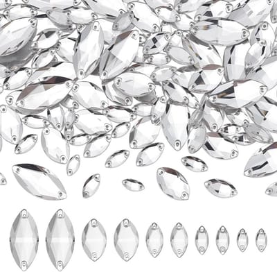 120 Stuks Paardenoog Rhinestones om te Naaien - Facet Geslepen Kristal Glas Strass voor Kostuum en Kledingstukken in 5 Stijlen