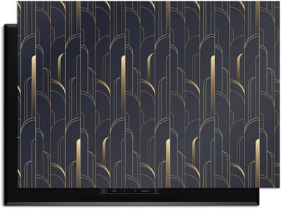 KitchenArt - Art Deco Lines – Inductie Beschermer - 83x51.5 cm - Kookplaat Beschermer - Luxe Afdekplaat Inductieplaat - Anti-slip & Oprolbaar - Beschermmat Inductiekookplaat