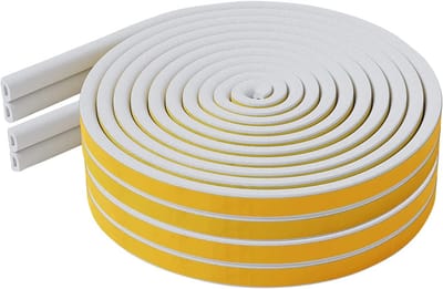 tape voor deur en raam, zelfklevende weerstrip, 20 m type D afdichtingsschuimband tegen koude tocht/anti-botsing/geluiddicht/waterdicht/stofdichte witte Bynsaer