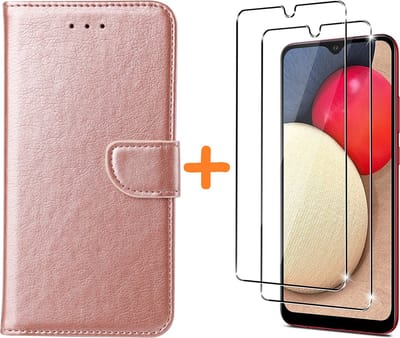 Hoesje Geschikt Voor Samsung Galaxy A03S hoesje - bookcase Rose Goud - Galaxy A03S wallet case portemonnee hoesje - A03S Hoesje book cover hoesjes Hoesje Geschikt Voor Samsung Galaxy A03s screenprotector / 2X Beschermglas