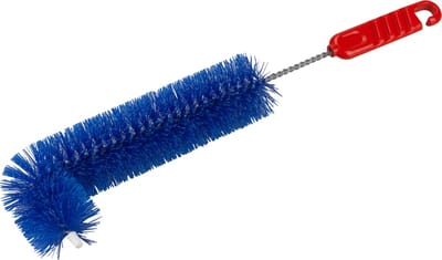 Buemag Radiatorborstel - L-vorm - kunststof - blauw - 36 cm - Schoonmaakborstel/rager verwarming