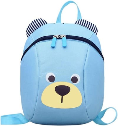 Kinderrugzak - Peuter tas - Veilig op pad - Met anti-verloren harnas - 25 cm hoog - Beer-blauw