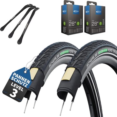 28 Inch Fietsband met Reflex, Keuze uit 28x1,60 of 28x1,40, Inclusief Bandenlichters