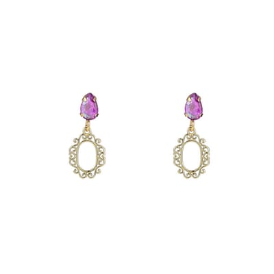 Go Dutch Label Oorknoppen small stone dangle Lila