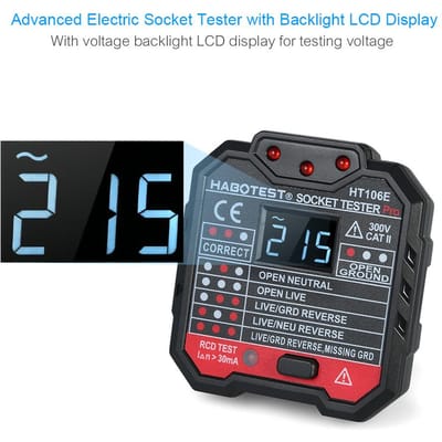 HABOTEST – testeur de prise électrique RCD avancé, Circuit de test automatique de fil de terre sous tension neutre US Plug gray