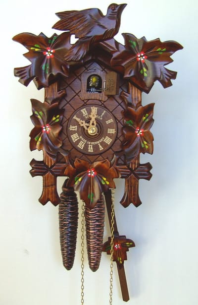 Schneider Koekoeksklok 90/10 - vogel / bloemen - 1daags uurwerk - 30 cm hoog