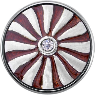 Quiges - Dames Click Button Drukknoop 18mm Bloem Bruin - EBCM287