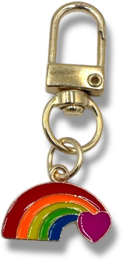 Regenboog & Hart Sleutelhanger – Metalen Pride Keychain | Goudkleurig | LGBTQ+ Accessoire
