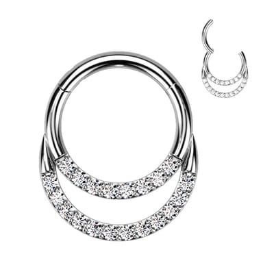 Piercing titanium double hoop ring 1.2x6 - zilver - LMPiercings