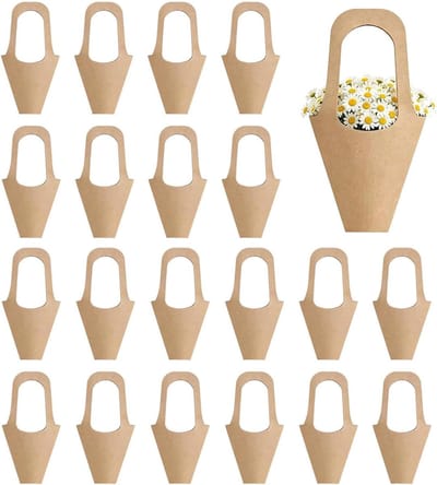 Bloemenzakken - Bloemenhoezen - Bloemen Presenteren - Met Handvat - 20 Stuks - Kraft Papier
