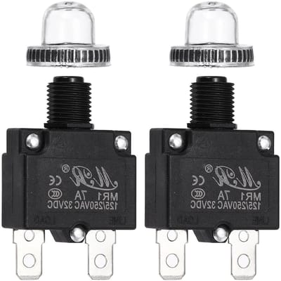 Drukknop Stroomonderbreker - Thermische Beveiliging - Apparaten Beveiligen - Handmatige Reset - 7A 125/250V - Zwart